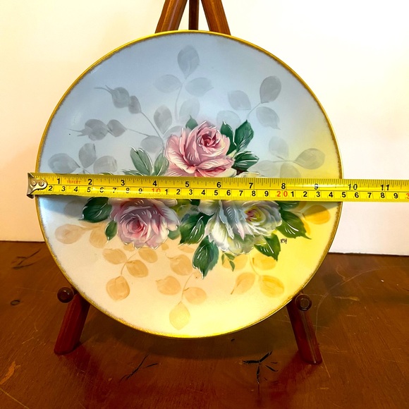 LIMOGES HAND PAINTED ROSES PLATE  ARTIST SIGNED F. H. FRONT & BACK FRANCE 21/100 - Picture 3 of 6